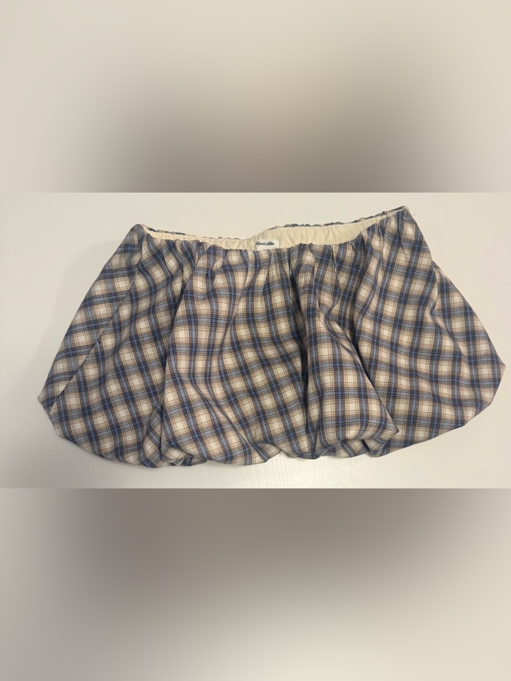 Blue and Cream Plaid Bubble skort